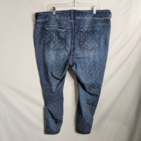 TORRID DENIM Skinny Jeans Pants MEDIUM WASH BLUE w POLKA DOTS size 24 Smoothing - Picture 8 of 10